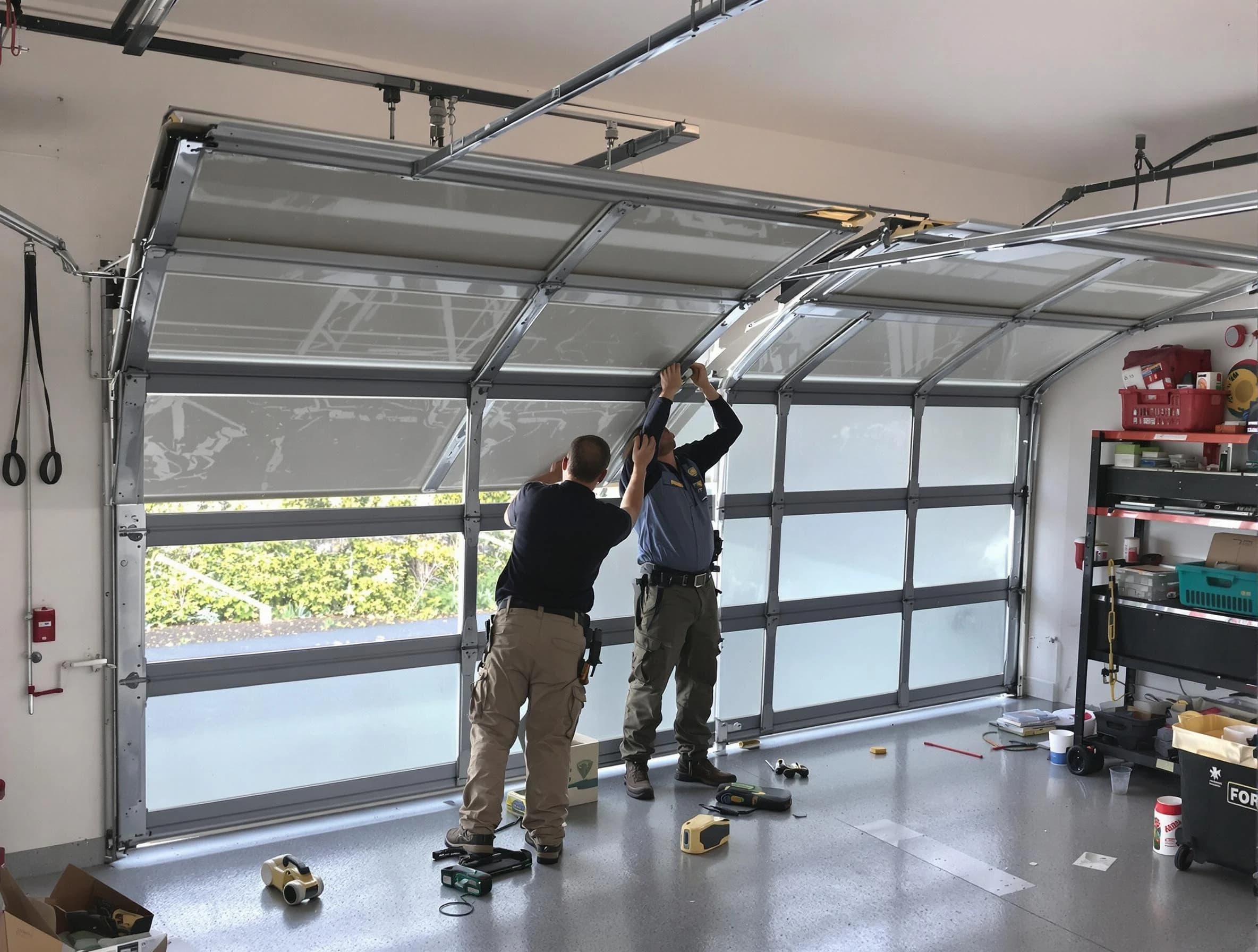 Bound Brook Garage Door Repair expert performing precise panel replacement on Bound Brook garage door