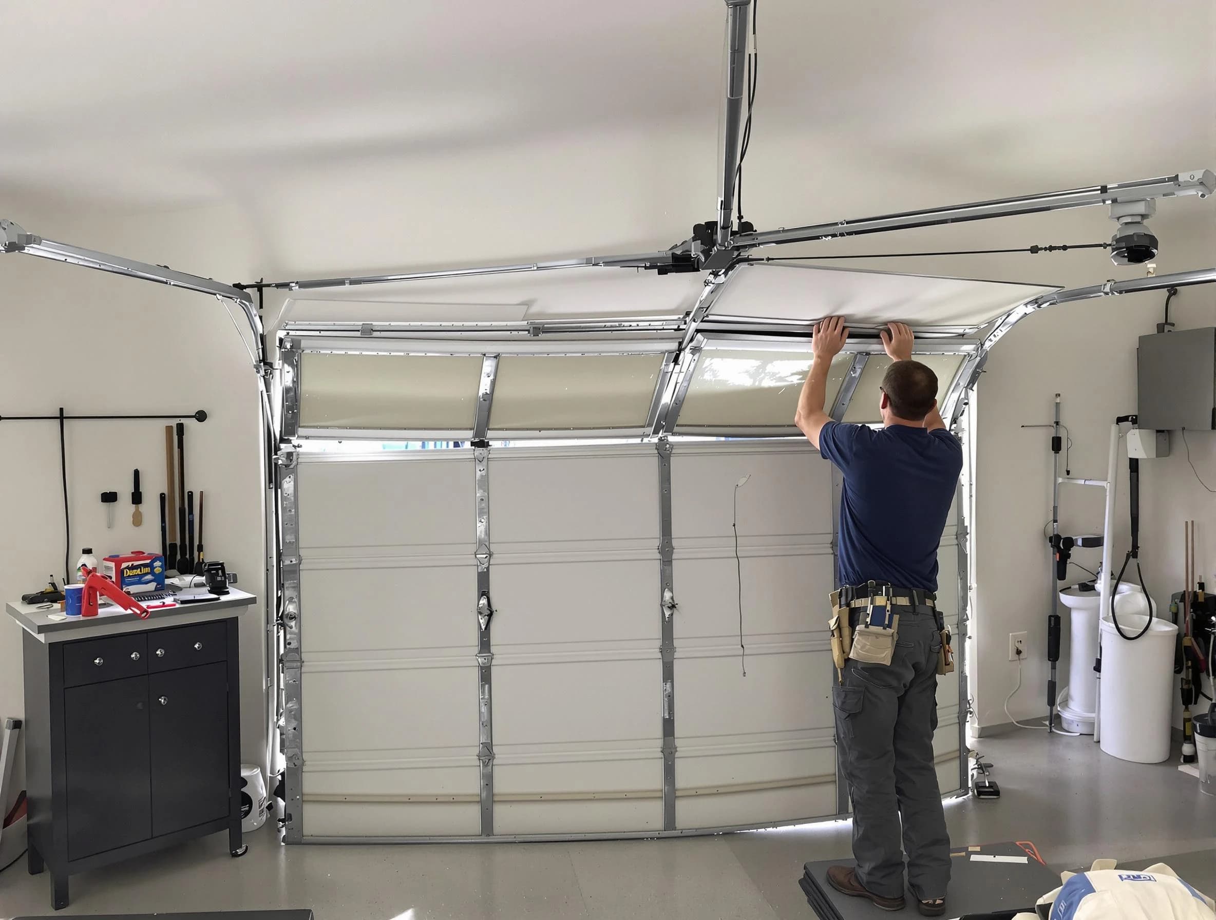 Bound Brook Garage Door Repair specialist performing precise section replacement on Bound Brook garage door